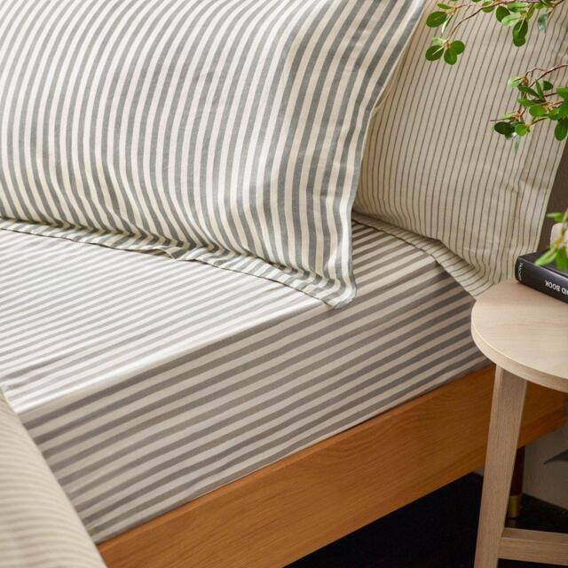 Yard Hebden Melange Stripe Cotton Fitted Sheet