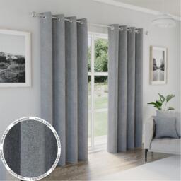 Enhanced Living Austin Grey 100% Blackout Eyelet Curtains - thumbnail 1