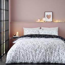 Catherine Lansfield Cosmic Hearts and Stars Reversible Duvet Cover Set - thumbnail 2