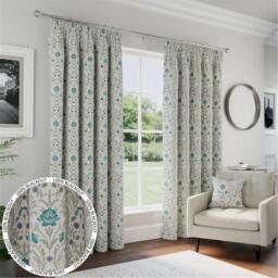 Enhanced Living Cotswold Blue Floral Blackout Tape Top Curtains - thumbnail 1