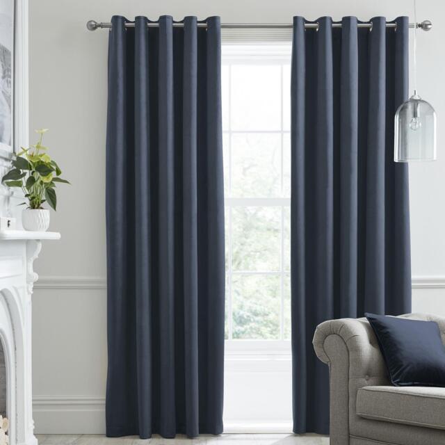 Laurence Llewelyn-Bowen Montrose Thermal Velvet Eyelet Curtains in Navy - image 1