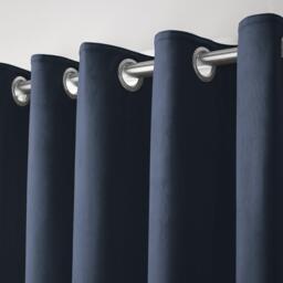 Laurence Llewelyn-Bowen Montrose Thermal Velvet Eyelet Curtains in Navy - thumbnail 2