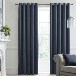 Laurence Llewelyn-Bowen Montrose Thermal Velvet Eyelet Curtains in Navy
