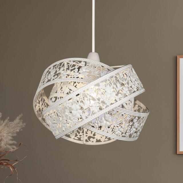 Lighting Collection Matt White 3 Layer Ball Fretwork Shade - image 1