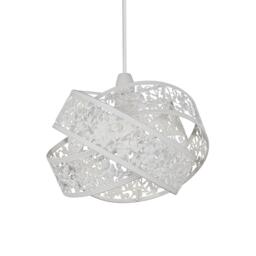 Lighting Collection Matt White 3 Layer Ball Fretwork Shade - thumbnail 3