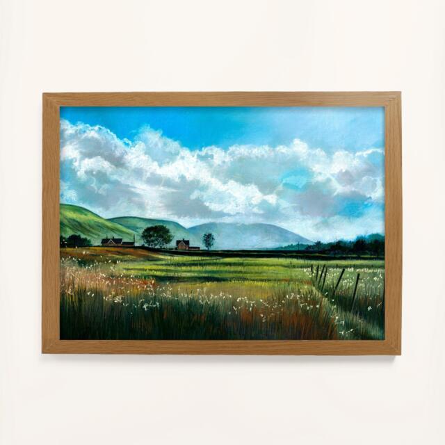 Laura Ashley Countryside Scene Print in a Wood Frame - image 1