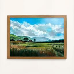 Laura Ashley Countryside Scene Print in a Wood Frame