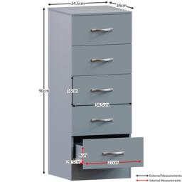 Lassic Vida Designs Riano 5 Drawer Narrow Chest - thumbnail 2