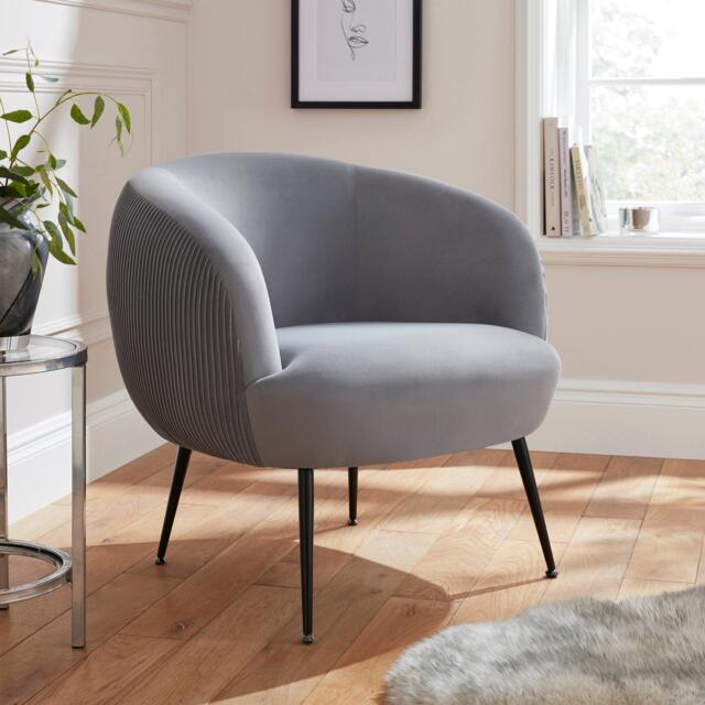 GFW Kamilah Velvet Pleated Accent Chair Grey - image 1