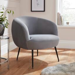 GFW Kamilah Velvet Pleated Accent Chair Grey - thumbnail 1