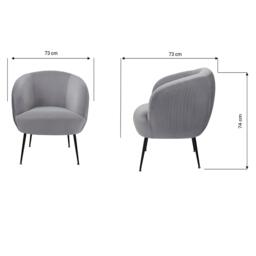 GFW Kamilah Velvet Pleated Accent Chair Grey - thumbnail 6