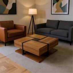 Urban Meuble Square Coffee Table with Storage Drawers - thumbnail 1