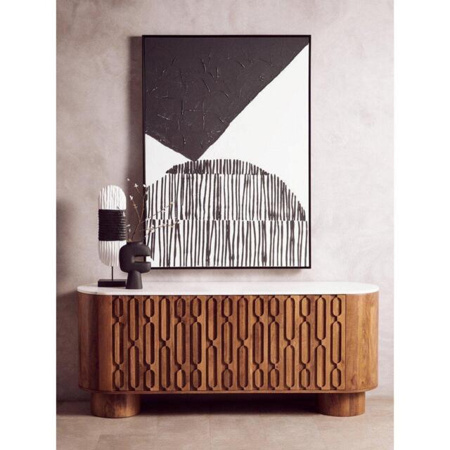 Fifty Five South Astratto Black And White Abstract Textured Wall Ar - image 1