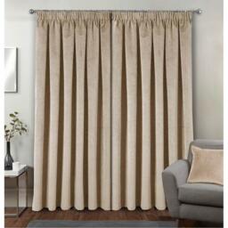 Enhanced Living Oxford Cream Velvet Blackout Tape Top Curtains - thumbnail 5