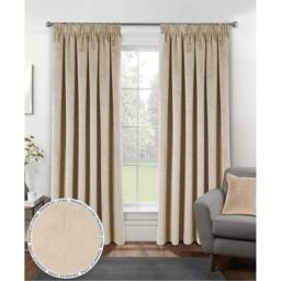 Enhanced Living Oxford Cream Velvet Blackout Tape Top Curtains - thumbnail 1