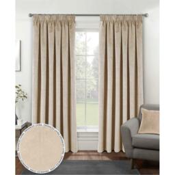Enhanced Living Oxford Cream Velvet Blackout Tape Top Curtains