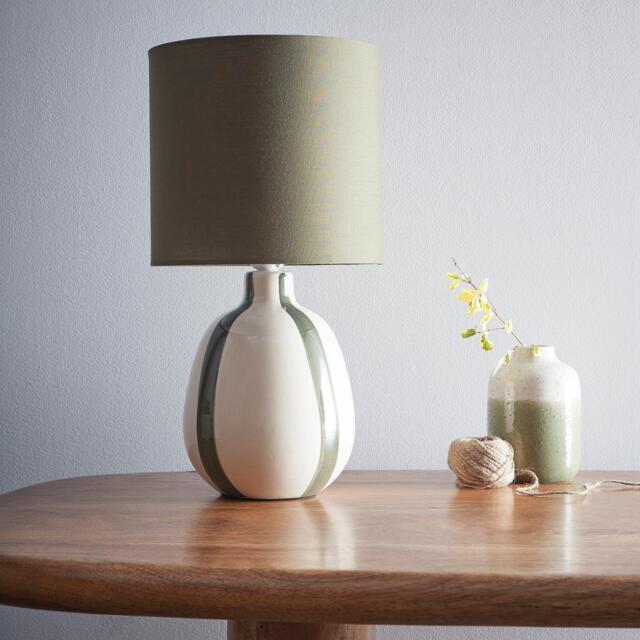 K Living Toga Green Stripe Ceramic Table Lamp - image 1