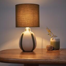 K Living Toga Green Stripe Ceramic Table Lamp - thumbnail 2