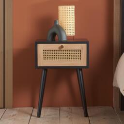 Birlea Croxley 1 Drawer Rattan Bedside - thumbnail 1