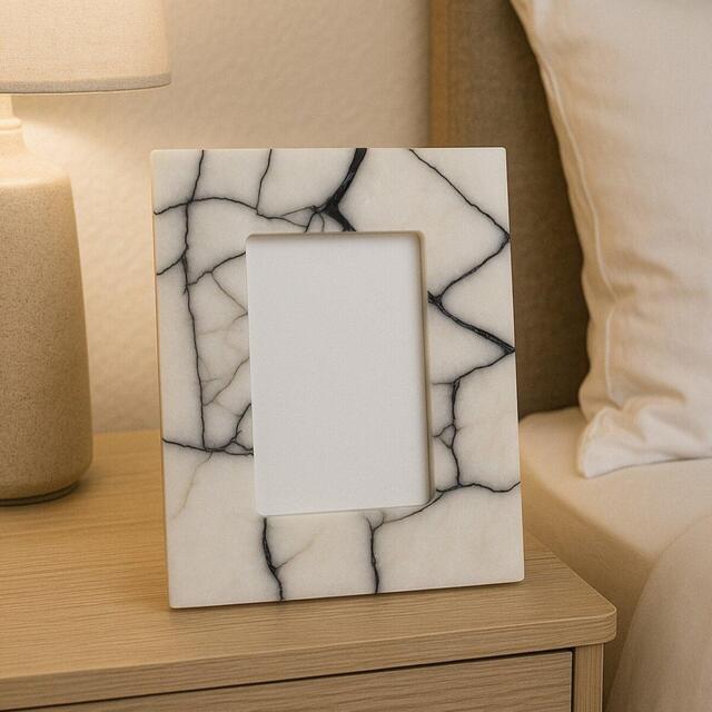 Fifty Five South Marmara White and Black Marble 4In X 6In Small Pho - image 1