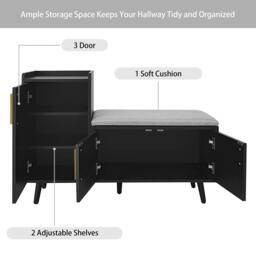Urban Meuble Modern Shoe Bench with Storage Cabinet - thumbnail 7