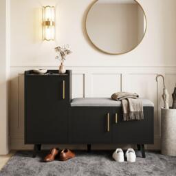 Urban Meuble Modern Shoe Bench with Storage Cabinet