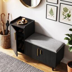 Urban Meuble Modern Shoe Bench with Storage Cabinet - thumbnail 3