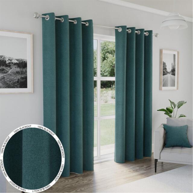 Enhanced Living Austin 100% Blackout Linen Look Eyelet Curtains - image 1