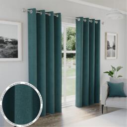 Enhanced Living Austin 100% Blackout Linen Look Eyelet Curtains - thumbnail 1