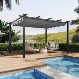 Breeins 13x10ft Aluminium Pergola with Retractable Roof