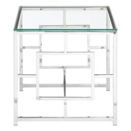 Interiors by Premier Allure Clear Glass And Silver Base End Table - thumbnail 2