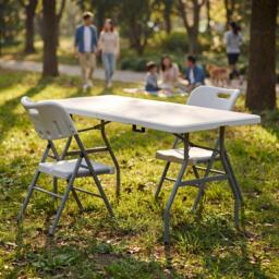 Lassic Outdoor Trestle Folding Table 6ft 2 Folding Chairs