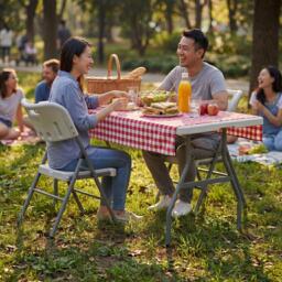 Lassic Outdoor Trestle Folding Table 6ft 2 Folding Chairs - thumbnail 5