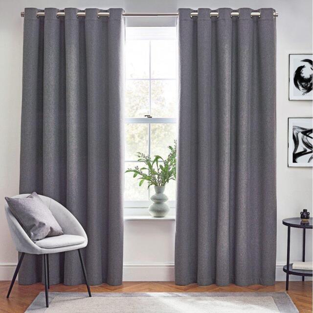 Furn Dawn Textured Blackout Eyelet Curtains - image 1