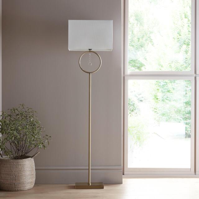 K Living Lizzy Antique Brass Floor Lamp with Cream Shade