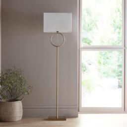 K Living Lizzy Antique Brass Floor Lamp with Cream Shade