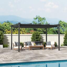 Breeins 4m Aluminum Patio Pergola with Canopy Roof - thumbnail 2