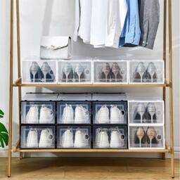 Kabinet UK 12x Stackable Shoe Storage Box Black - thumbnail 2