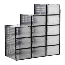 Kabinet UK 12x Stackable Shoe Storage Box Black - thumbnail 4