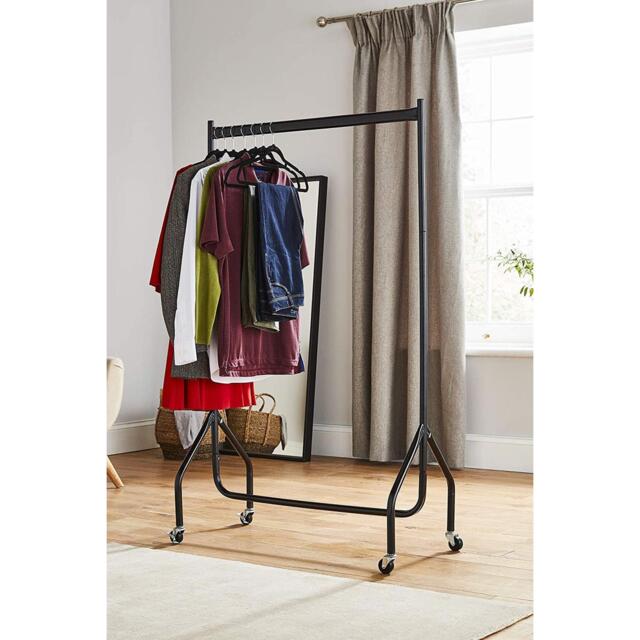 House of Home Heavy Duty Clothes Rail Tall Black Quality Metal Stand Rack