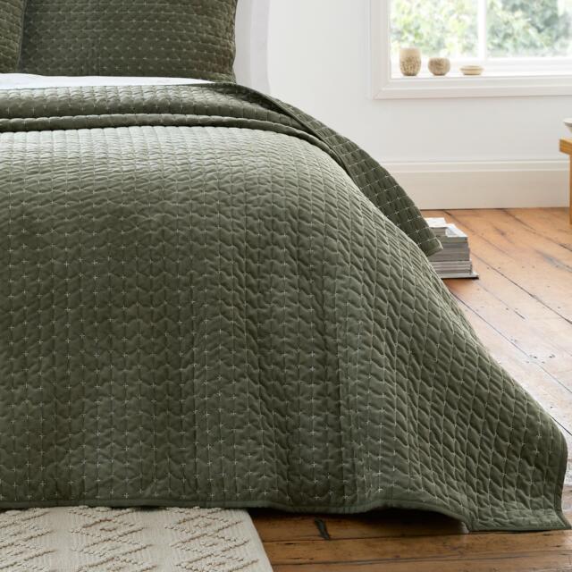 Bianca Attica Velvet Embroidered Bedspread