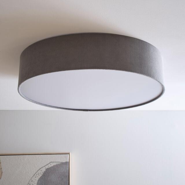 K Living Crete 45cm 3 Light Grey Velvet Drum Shade - image 1