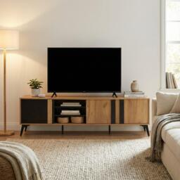 Urban Meuble Modern Console Table Brown-Black Chic Storage - thumbnail 1