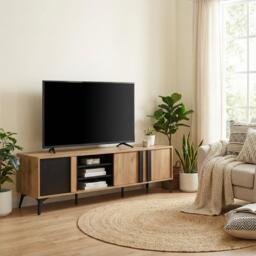 Urban Meuble Modern Console Table Brown-Black Chic Storage - thumbnail 3