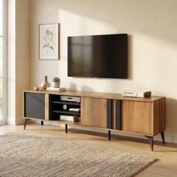 Urban Meuble Modern Console Table Brown-Black Chic Storage - thumbnail 2