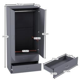 Lassic Vida Designs Riano 2 Door 2 Drawer Wardrobe - thumbnail 2