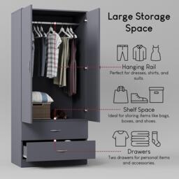 Lassic Vida Designs Riano 2 Door 2 Drawer Wardrobe - thumbnail 6