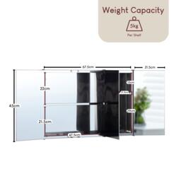 Lassic Tiano Stainless Steel Mirrored Triple Cabinet - thumbnail 2
