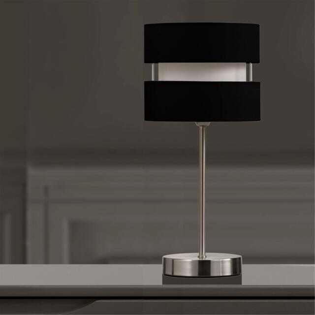 K Living Chrome Table Lamp Layer Fabric Lamp Shade Black - image 1