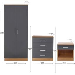 Homelife Carleton 3 Piece Gloss Bedroom Set - thumbnail 2